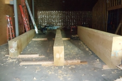 Exterior corner posts, partially adzed. 1-25-14