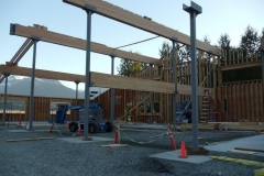 Lam Beams installed and west wall framing nearly complete. 8-2-13
