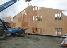 The gabled wall for the Whale House exhibit was erected 7-26-13
